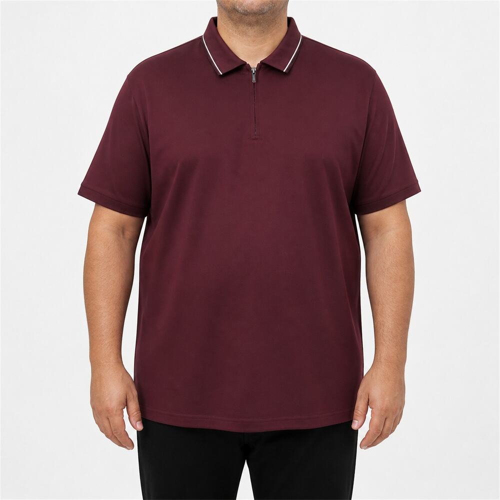 Murano Polo Shirt Mens 3XT Burgundy Cotton Liquid Luxury Classic Golf 1/4 Zip
